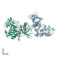 PDB 5ctp coloured by chain and viewed from the front.
