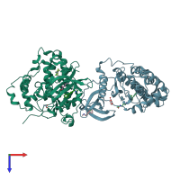 PDB entry 5cu0 coloured by chain, top view.