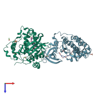 PDB 5cu3 coloured by chain and viewed from the top.