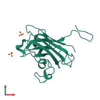 PDB entry 5cu9 coloured by chain, front view.