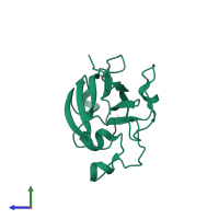 PDB entry 5cu9 coloured by chain, side view.