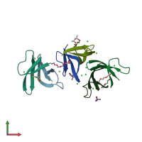 PDB entry 5cui coloured by chain, front view.