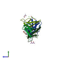 PDB entry 5cui coloured by chain, side view.