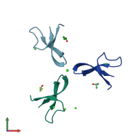 PDB entry 5cum coloured by chain, front view.