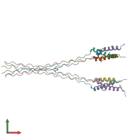 PDB entry 5cvb coloured by chain, front view.