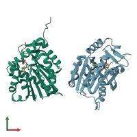 PDB entry 5cvd coloured by chain, front view.