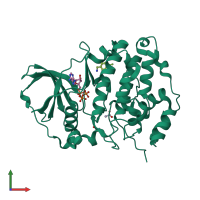 PDB entry 5cvf coloured by chain, front view.