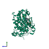 PDB 5cvf coloured by chain and viewed from the side.