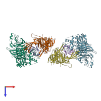 PDB entry 5cvo coloured by chain, top view.