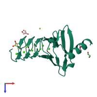 PDB entry 5cvw coloured by chain, top view.