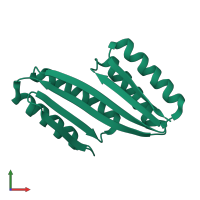 PDB entry 5cw9 coloured by chain, front view.