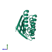 PDB entry 5cw9 coloured by chain, side view.