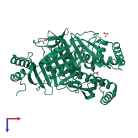 PDB entry 5cwa coloured by chain, top view.