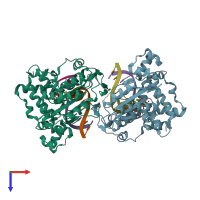 PDB entry 5cwr coloured by chain, top view.