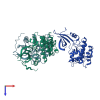 PDB entry 5cwz coloured by chain, top view.