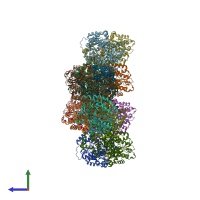 PDB entry 5cx1 coloured by chain, side view.