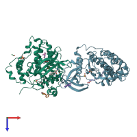 PDB entry 5cx9 coloured by chain, top view.