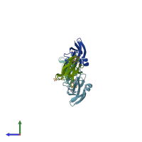 PDB entry 5cxm coloured by chain, side view.