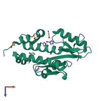 PDB entry 5cxr coloured by chain, top view.