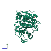 PDB entry 5cxu coloured by chain, side view.