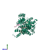 PDB entry 5cxv coloured by chain, side view.