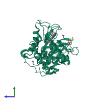 PDB entry 5cxw coloured by chain, side view.