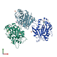 PDB entry 5cxx coloured by chain, front view.