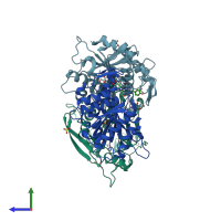 PDB entry 5cxx coloured by chain, side view.