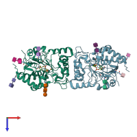 PDB entry 5cxy coloured by chain, top view.
