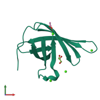 PDB entry 5cyb coloured by chain, front view.