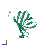 PDB entry 5cyb coloured by chain, side view.