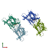 PDB entry 5cyp coloured by chain, front view.