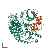 PDB entry 5cyz coloured by chain, front view.
