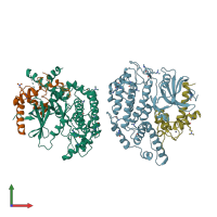 PDB entry 5czo coloured by chain, front view.