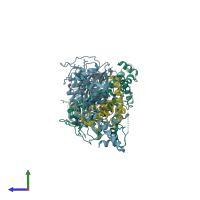 PDB entry 5czo coloured by chain, side view.