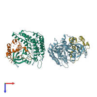 PDB entry 5czo coloured by chain, top view.