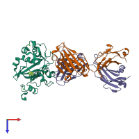 PDB entry 5czv coloured by chain, top view.