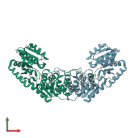 PDB entry 5d01 coloured by chain, front view.