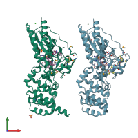 PDB entry 5d08 coloured by chain, front view.