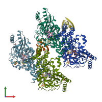 PDB entry 5d0a coloured by chain, front view.