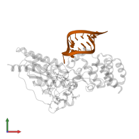 RNA (5'-D(*GP*CP*AP*GP*AP*CP*UP*(56B)P*UP*AP*AP*AP*UP*CP*UP*GP*C)-3') in PDB entry 5d0b, assembly 1, front view.