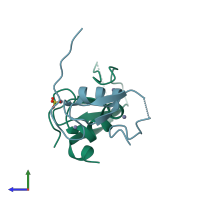 PDB entry 5d0i coloured by chain, side view.