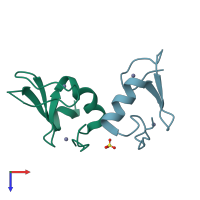 PDB entry 5d0i coloured by chain, top view.