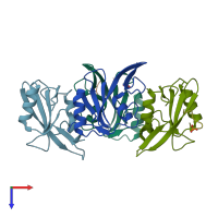 PDB entry 5d0j coloured by chain, top view.