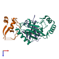 PDB entry 5d0m coloured by chain, top view.
