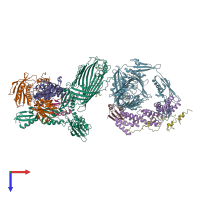 PDB entry 5d0q coloured by chain, top view.