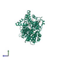 PDB entry 5d0u coloured by chain, side view.