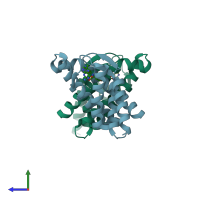 PDB entry 5d0y coloured by chain, side view.