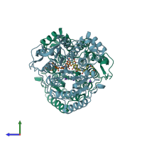 PDB entry 5d1c coloured by chain, side view.