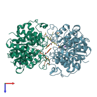 PDB entry 5d1c coloured by chain, top view.